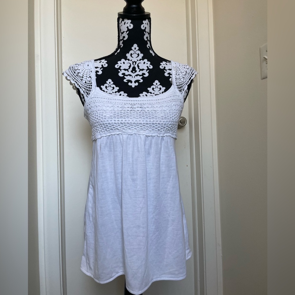 Energie White Crochet Detail Top